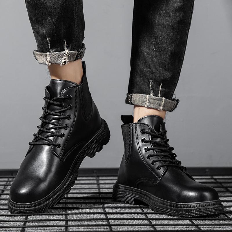 Fashion Classic Fashion Black Boots for Men Women Comfortable Leather Men's Ankle Boots Big Size 46 Motorcycle Boots Men Botas Hombre