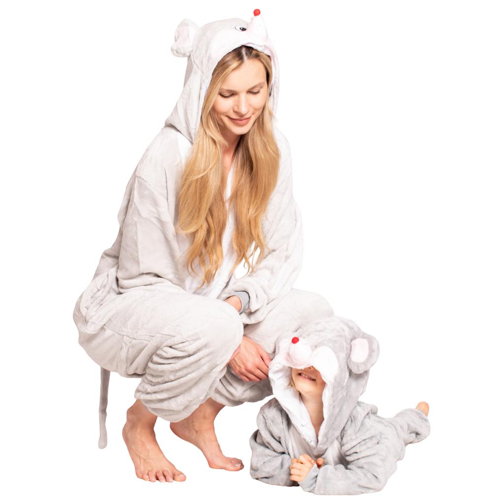 Piżama dla dzieci dziecięca kigurumi onesie kostium mysz szara 135-145 cm