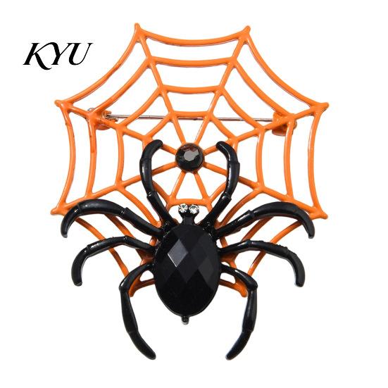 Festival Costume Jewelry Halloween Spider Web Brooch, Rhinestone Badge Accessories, Holiday Lapel Accessories Pin for Jackets Sweaters Coats