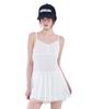 Alkialka Pleated Chiffon Mini Dress (Ivory)