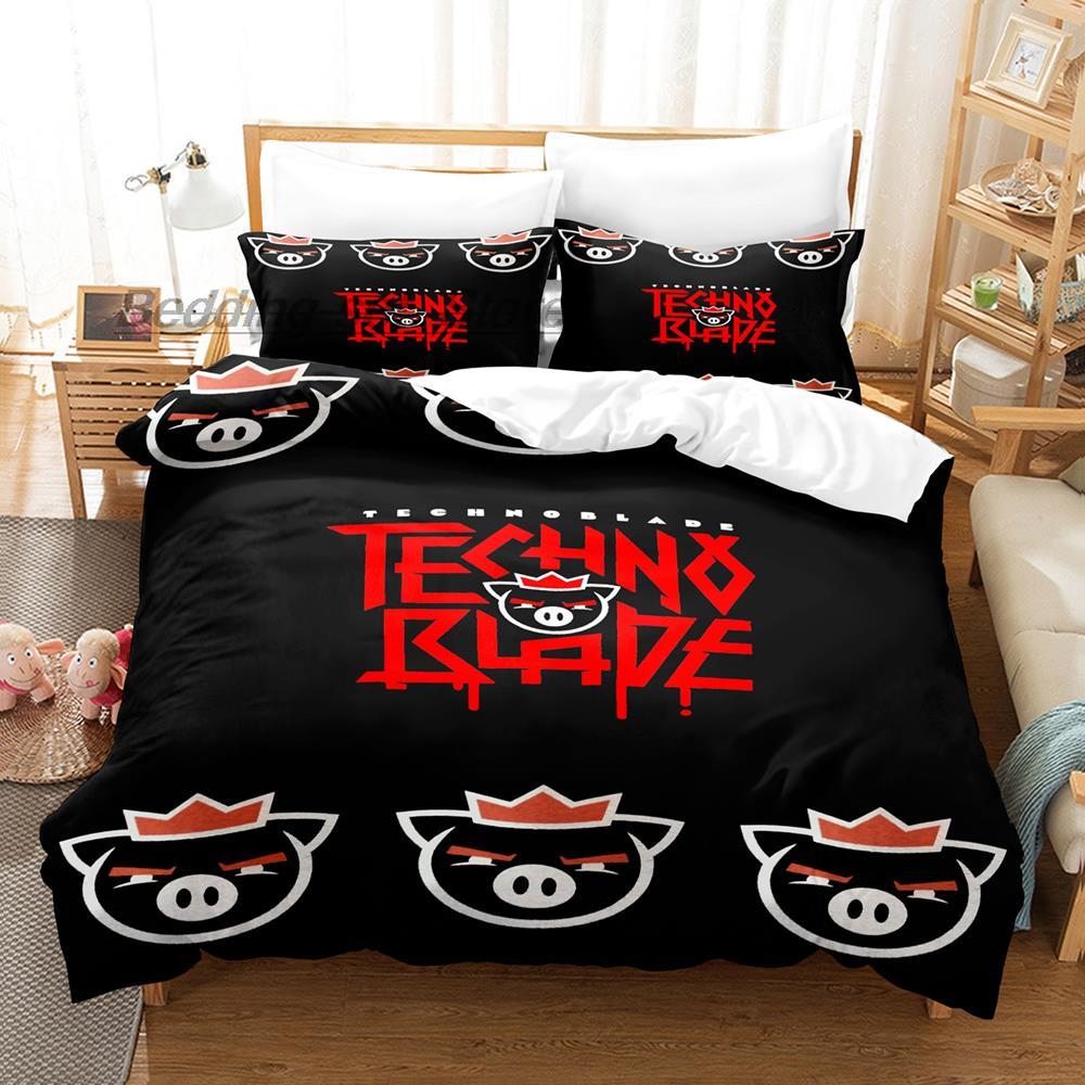 Technoblade Sängkläder Set Enkel Twin Full Queen King Size Sängset Vuxen Barn Sovrum Påslakanset 3D 2022 Anime Lakan Set