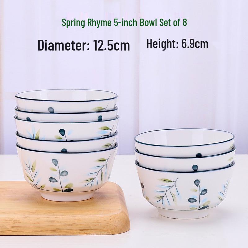Retro Ceramic Porcelain Microwave-Safe Bowl Set - Chinese Style Tableware