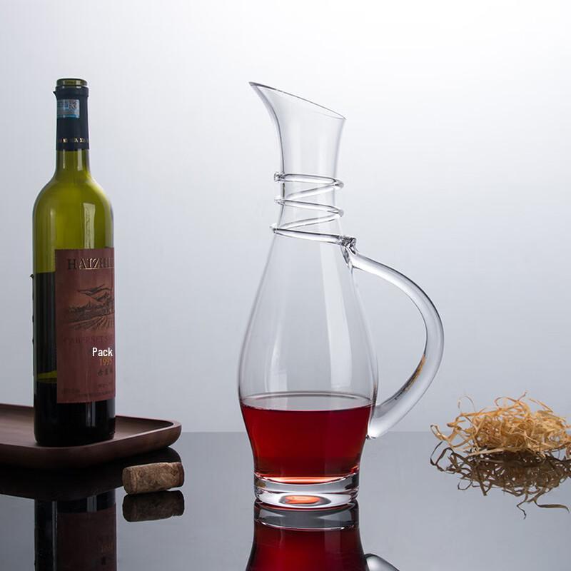 OLOEY 900ml Tall Glass Wine Decanter with Wrapped Handle