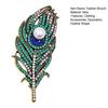 Feather Design Pin Vintage Peacock Brooch, Faux Pearl Rhinstone Lapel Retro Jewelry Pin, Clothing Accessories for Wedding Party Prom