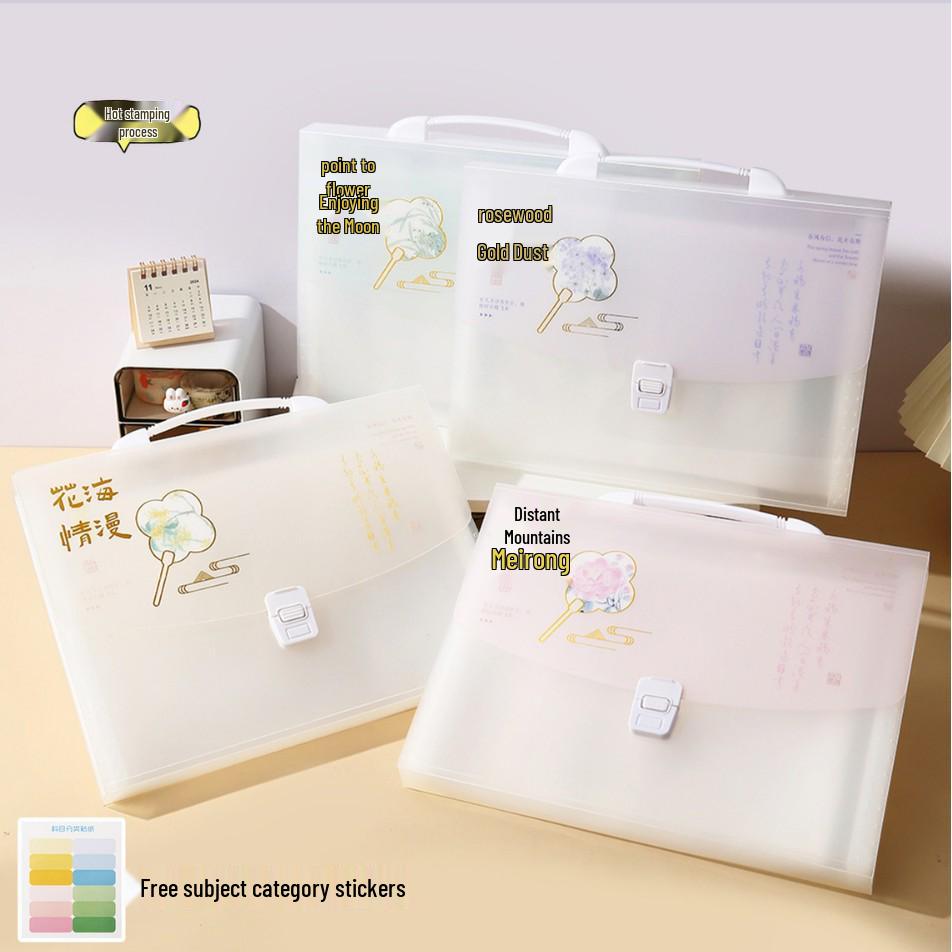 13-Pocket A4 Accordion Folder: National Style Classification Bag for Student File & Test Paper Storage