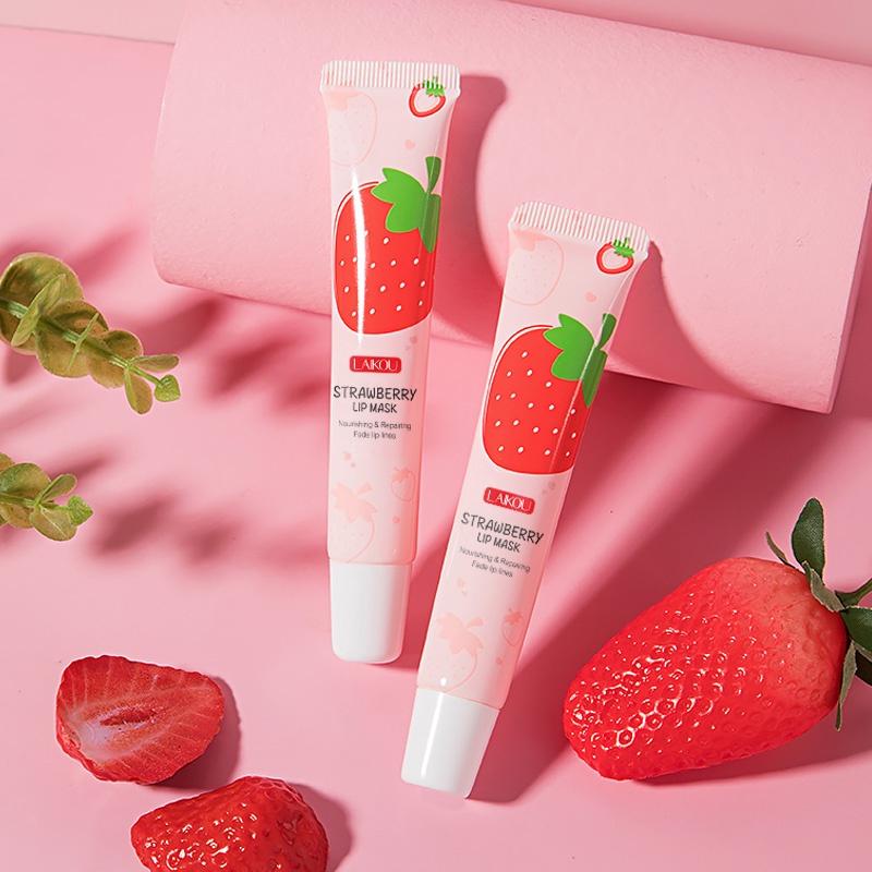 LAIKOU Strawberry Lip Balm Sleeping Mask Night Lip Moisturizer 18g