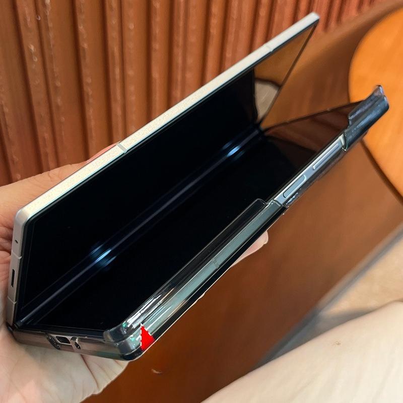 Suitable for Samsung Zfold7 Magnetic Suction Mobile Phone Case Fold6 Double-sided Central Axis Anti Fall Business Litchi Leather Pattern