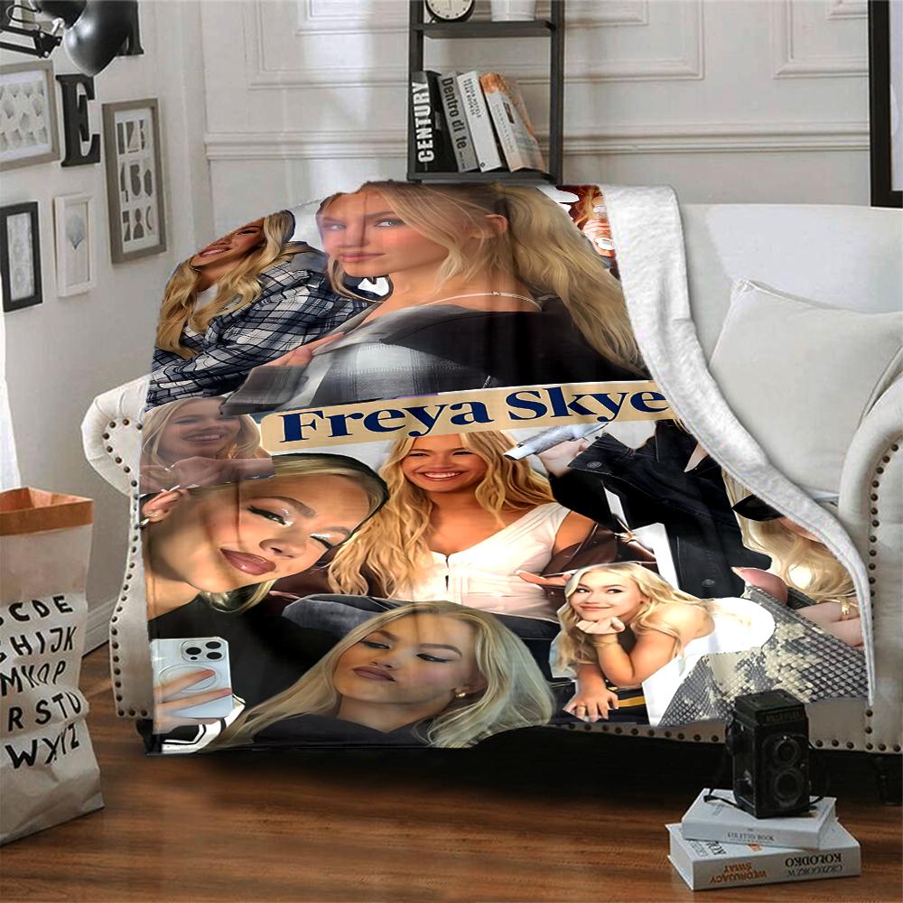1Pc Freya Skye Fashion Collage Blanket Soft Throw Blanket For Home Bedroom Bed Sofa Travel Office Solid Christmas Blanket