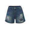 High-Waisted Ripped Washed Denim Shorts - Women's Summer Hot Pants