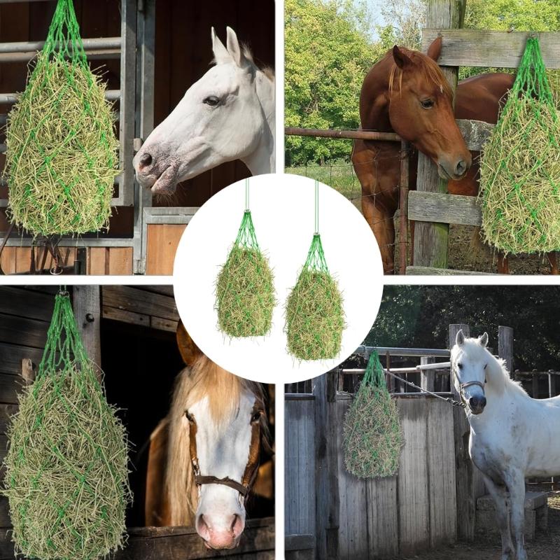 2 Stück Großes langsames Futterheu-Netz für Pferde 40 Zoll Löcher Fördert natürliches Weideverhalten