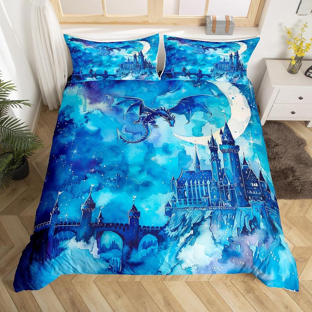 Castle Duvet Cover Sets For Girls Queen Twin Size Lightweight Down Quilt Covers Room Decor 2 Pillowcases 1 Duvet Cover No Quilt