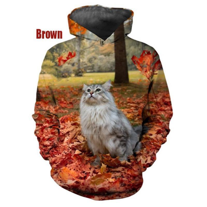 

Новинка, горячая распродажа, 3D-принт, толстовка с капюшоном и принтом кота, повседневная толстовка с котом, свободный мужской свитер, повседневный пуловер 2XL