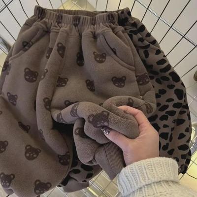 Kids' Spring/Autumn Fleece-Lined Sweatpants: Warm, Casual Sportswear for Boys and Girls