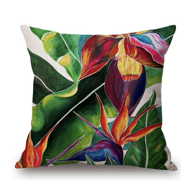 Piante Tropicali Foglie Foglie di Palma Pittura ad Olio Decorazione per la Casa Arte Cuscino da Divano Federa Cotone Lino Floreale Copricuscino