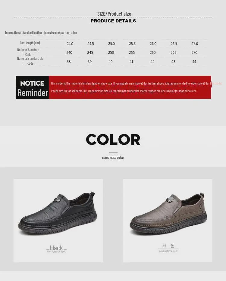 Men's Genuine Leather Casual Business Shoes - Versatile Cowhide with Soft Non-Slip Sole