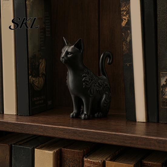 Retro Black Cat Incense Holder 3D Printed Figurines, Multi-purpose Mini Flower Matte Storage Tube Pot, Desktop Organizer for Home Decor & Lovers