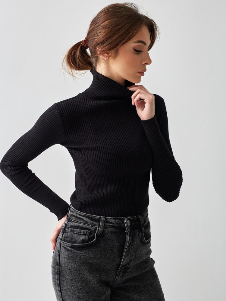 Girls' High Neck Sweater Knitted Base Sweater Autumn Outfit High Neck Solid Color Casual Versatile Sweater