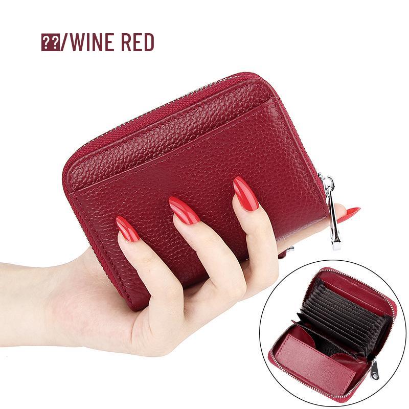 Japanese RFID Anti-Skimming Accordion Wallet: Large Capacity Genuine Leather Card Holder & Coin Purse