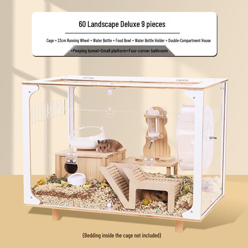 Golden Hamster Luxury Villa - Large Acrylic Cage, Starry Sky Design