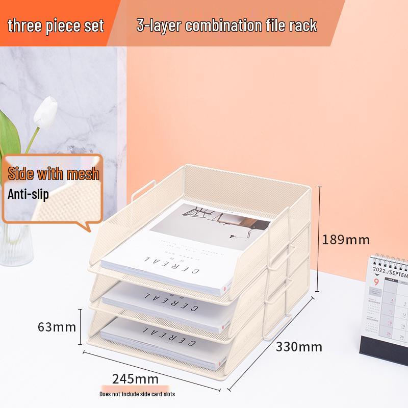 Multilayer A4 Metal Desktop File Organizer and Storage Rack Set for Office Supplies