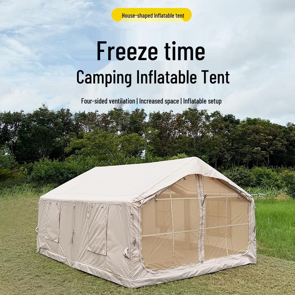 Portable Outdoor Inflatable Camping Tent with Full Set, Rainproof & Sun-Protected, Thickened Oxford Cloth