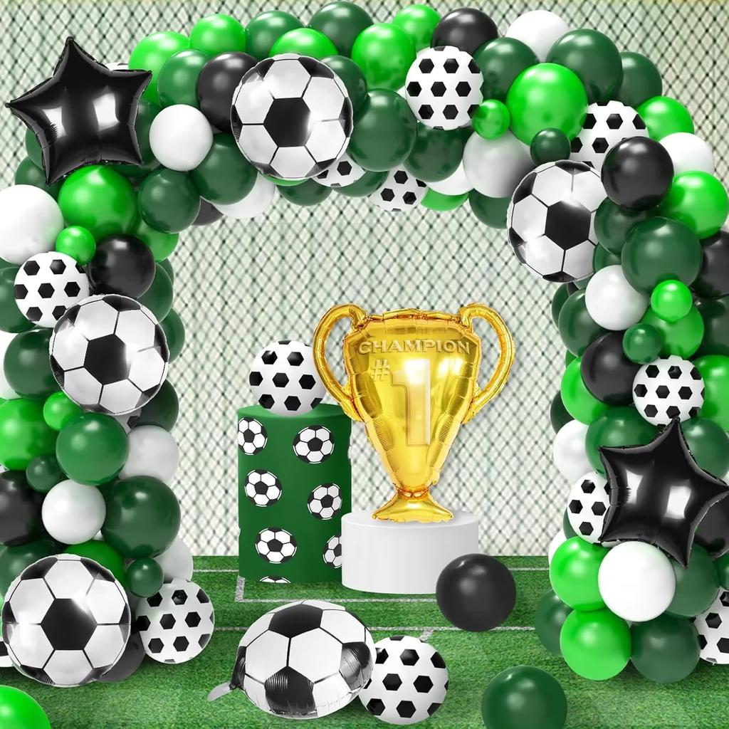 128PCS Football Balloon Wreath Kit Black and White Latex Ballons arch kit for Sports Party soccer champion league foil ballon