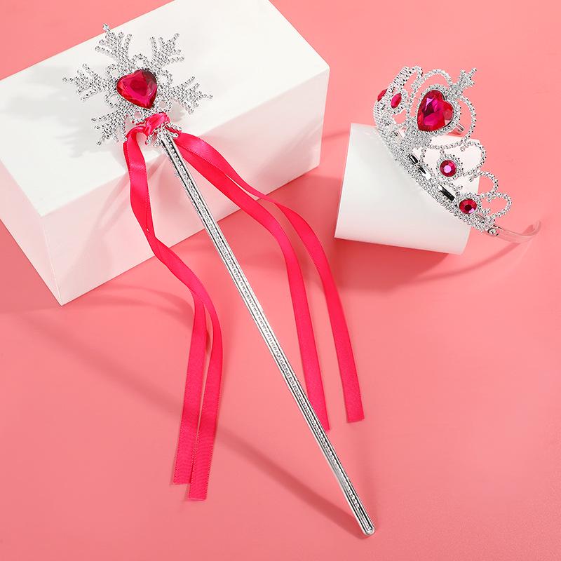 Elsa Princess Snowflake Wand & Crown Toy Set - Ice & Snow Series Hair Accessories Props
