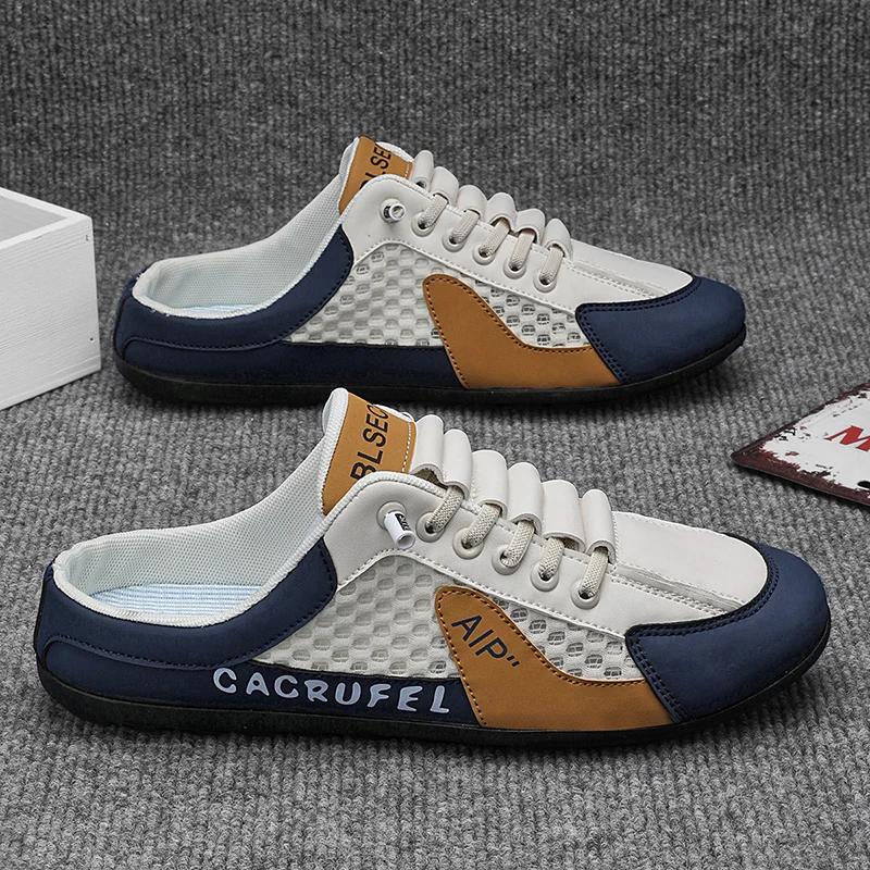 2025 Summer New Half Carrier Men's Shoes Soft Sole Casual Comfortable Sneakers Men's Slip-on Beanie Shoes Sneakers for Men