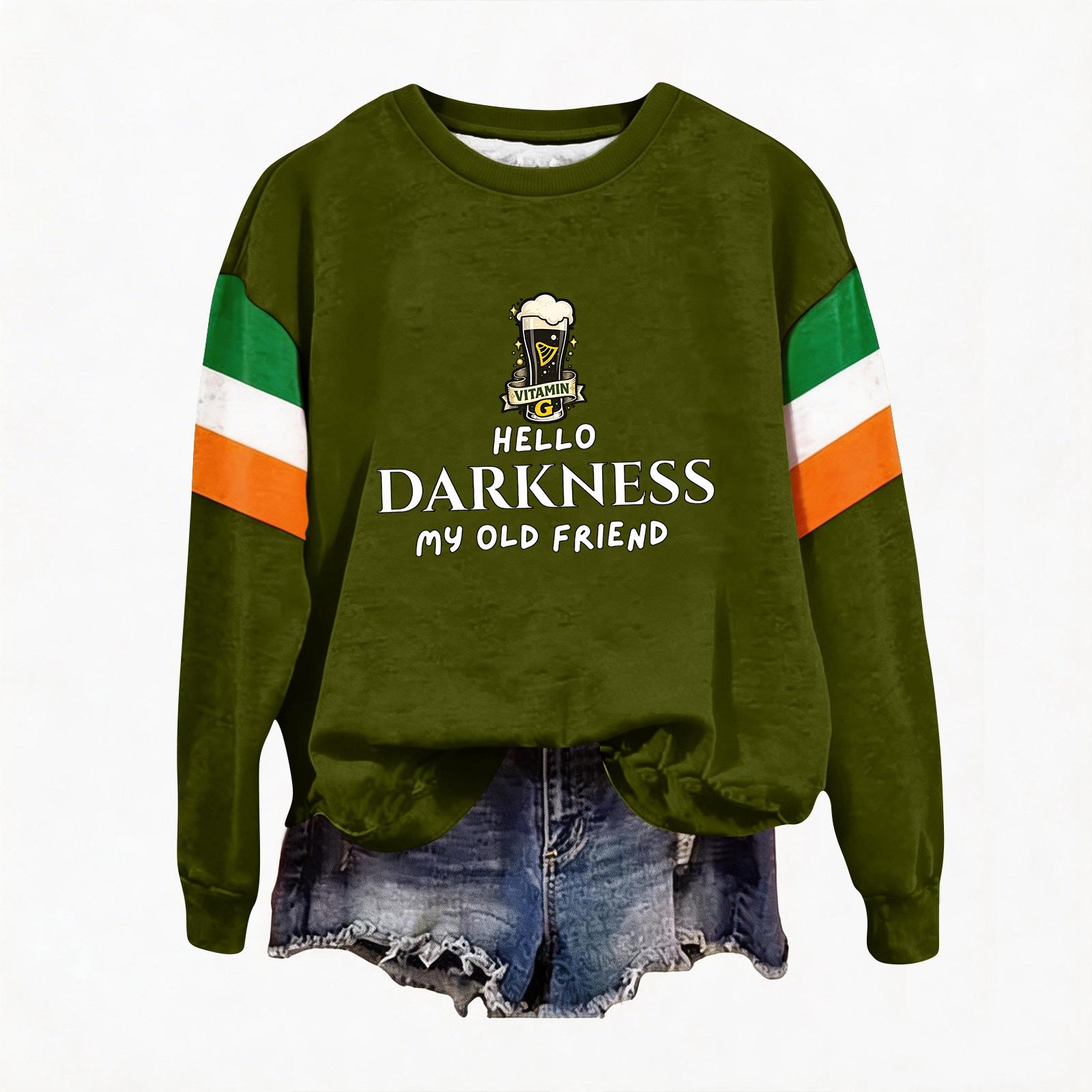 

Женская повседневная модная блузка с длинным рукавом и круглым вырезом, пуловер с принтом S