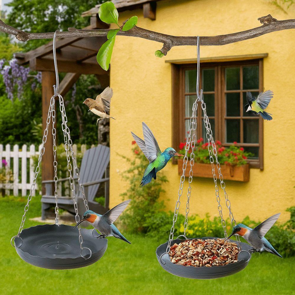 with Chain Outside Bird Tray Plastic Hanging Bird Bath Bird Feeder Plate Bird Feeding Tray  Garden