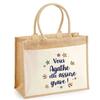 Tote Bag - PLANETEE - Agathe She's Awesome! - Printed Jute France - 43 X 33 Cm - Strong Handles, Reusable