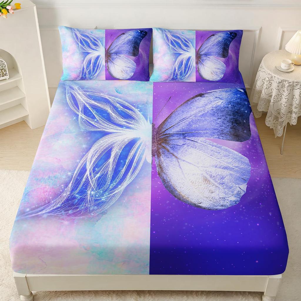 Beautiful Butterfly Pattern Mattress Three-Piece Digital Printing Bedding Mattress Three-Piece Set Small And Fresh