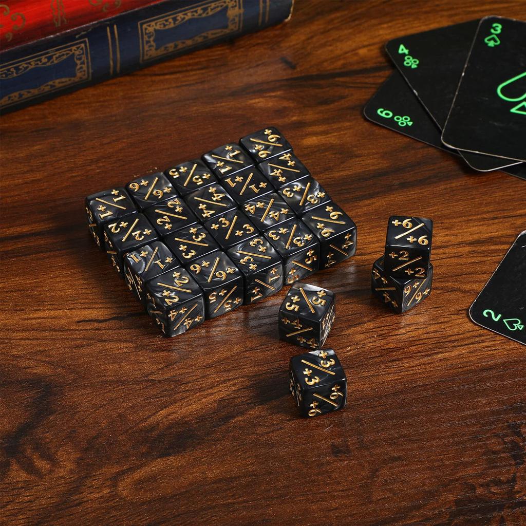 TOPPERFUN Dice Counters, 0.63 D6 Plus and Minus Dice Set, All Dice Board Game Accessories, Compatible with TG, CCG, and Card Games