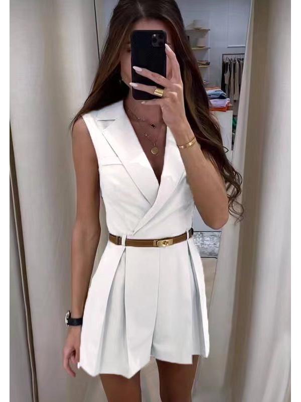 2024 Women's Fashion: Slim Fit Temperament Suit Jumpsuit for Commuting & Style