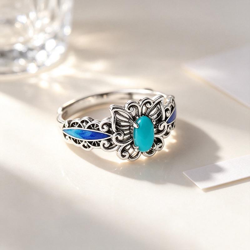 Xiaomi 925 Sterling Silver Rings for Women Couple Minimalist Handmade Simple Retro Flower Stone Ring Fine Jewelry Gift Prevent Allergy