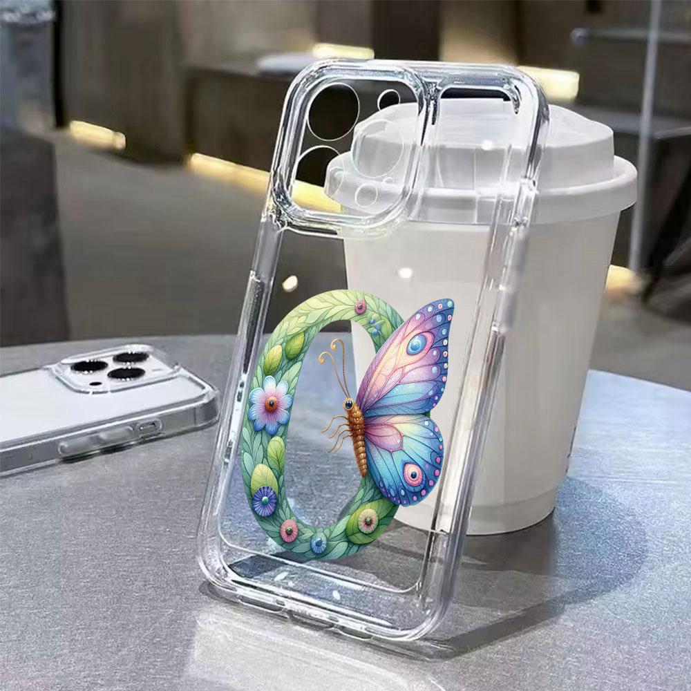 For Samsung Galaxy S10 Plus S10+ S10e Silicone Cover Transparent Clear Samsung s10 Cute Blue Butterfly Flower Letters Phone Case