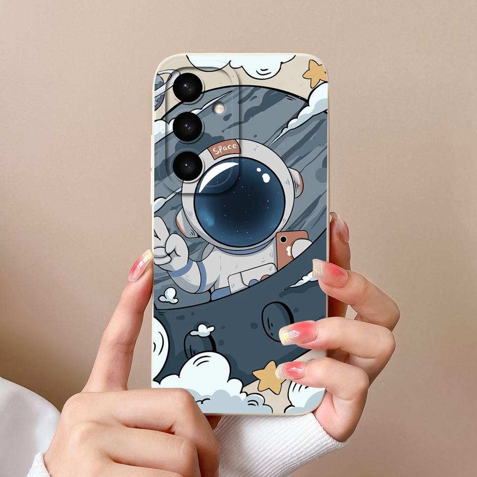 Módní pilotní pouzdra kryty pro Samsung S25 Plus Ultra A05 A16 A56 A26 A36 F14 A05S Cool astronautský vzor Super nárazuvzdorný tekutý silikon pro Samsung