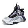 Boys' shoes summer mesh surface breathable luminous 2024 new children's sports shoes soft soled rotary button basketball shoes