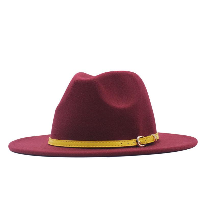 European and American style spring and autumn winter imitation felt big brim hat British retro woolen top hat men's and women's travel Panama jazz hat