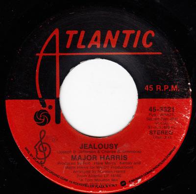 7inch Record MAJOR HARRIS - Jealousy / Tynisa (Goddess Of Love) 453321 Atlantic, WMOT  1976 US Soul/Funk Used