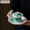Japanese Powder Yin White Pot Bearing Holder Handmade Brush Green Small Dry Brew Table Tea Tray Fruit Sanck Plate Teaset Craft