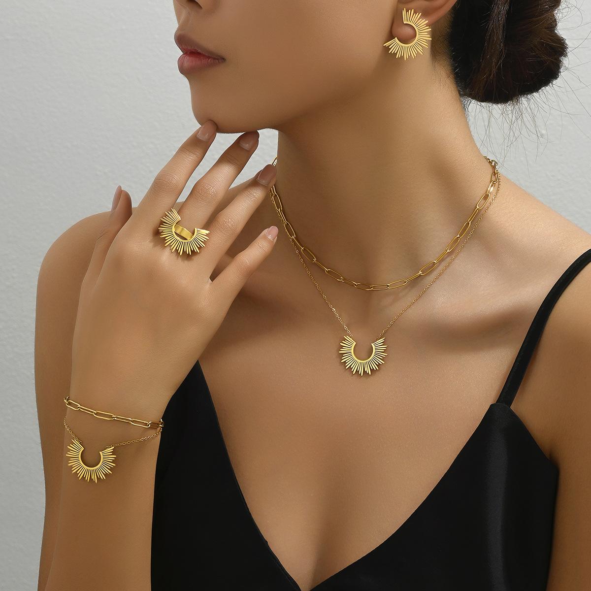 

Милый маленький ароматный стиль простой женский браслет серьги комплект украшений подсолнух брюки ожерелье указательный палец кольцо