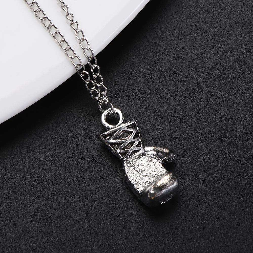 Fashion Gold Silver Balck Mens Boys Gift Choker Boxing Glove Pendant Necklace Chain