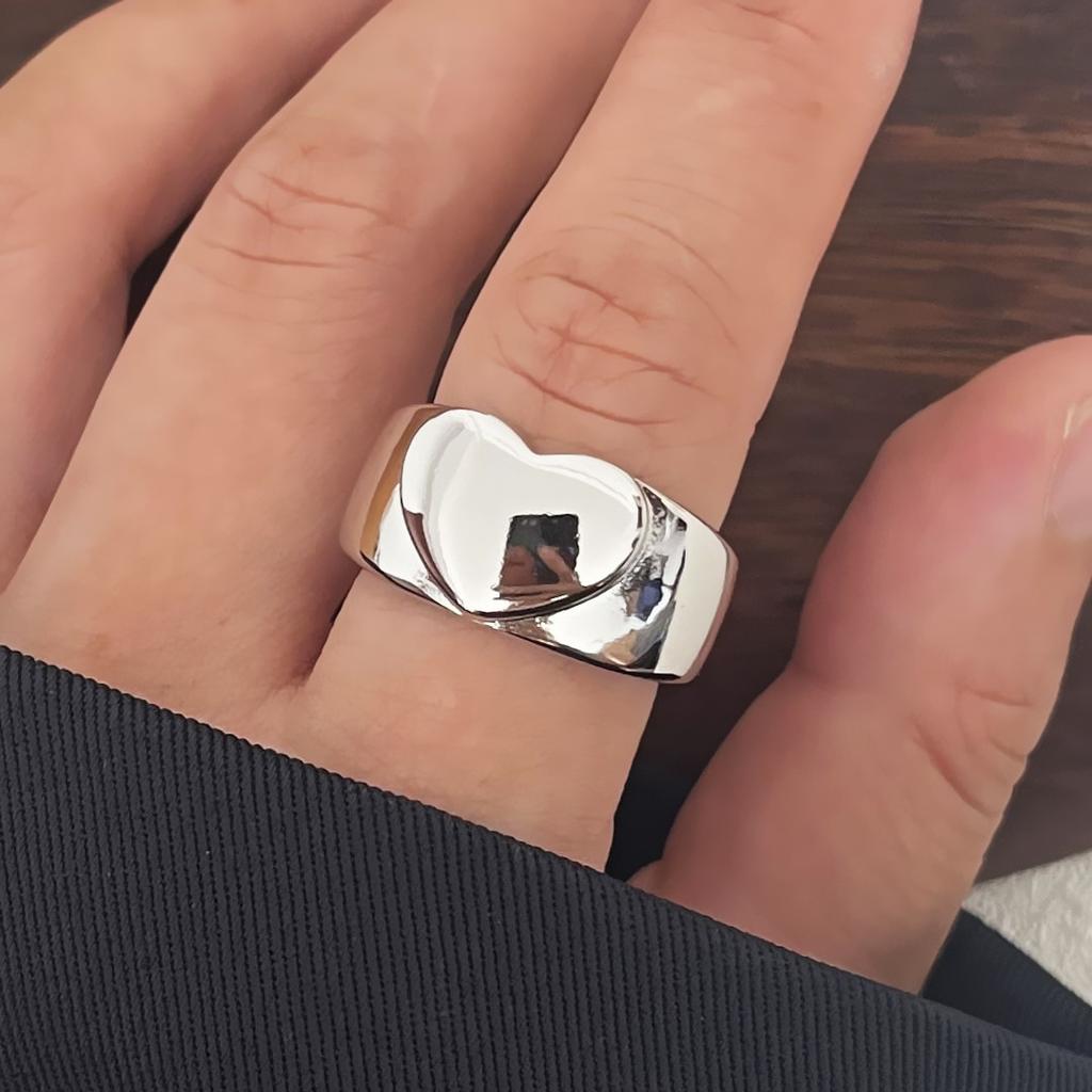 Xiaomi 925 Sterling Silver Rings For Women Men Fine Jewelry Finger Adjustable Open Shinning Heart Ring For Party Birthday Gift