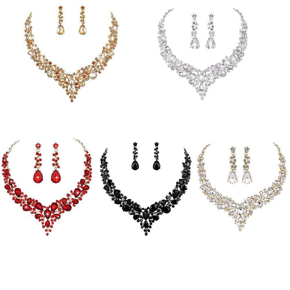 

Ожерелье в форме темперамента, комплект сережек-гвоздиков, свадебный комплект украшений, серьги в корейском стиле, женское ожерелье золотой