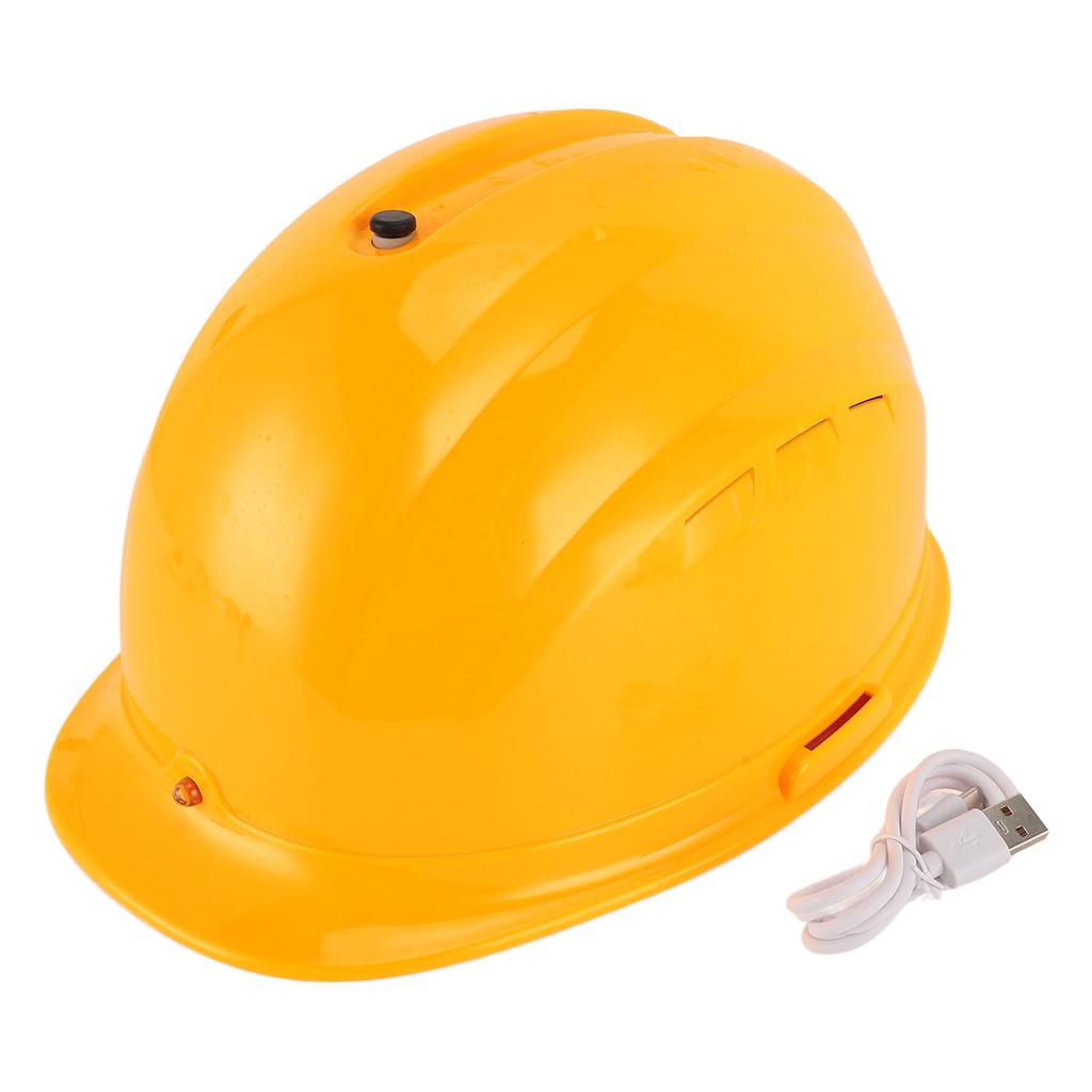 Cooling Hard Hat Yellow 8000mAh Rainproof Bluetooth Dual Fans Massage Solar Power Cooling Helmet