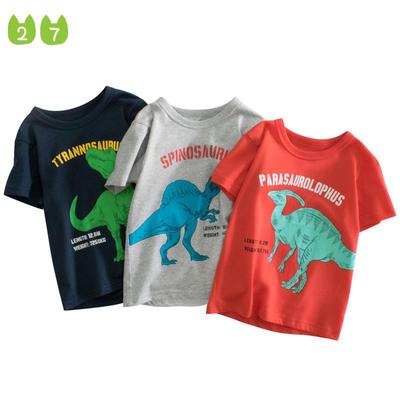 2022 kinder Kleidung kinder Kurzarm T-shirt Bodenbildung Shirt Männliche Baby Kleidung Dinosaurier Cartoon