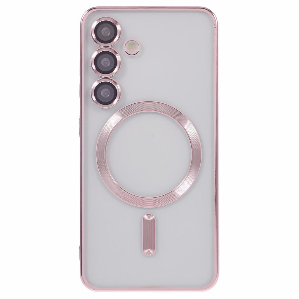 For Samsung Galaxy S25 Magnetic Case Electroplated TPU Phone Cover with Lens Film