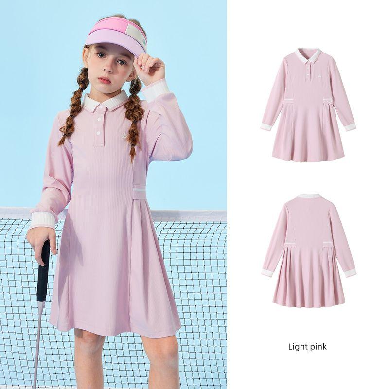 Navigare Italian Sailboat Style Girls Academy-Style Lapel Dress, New Slim-Fit Pleated Skirt for Spring and Autumn Seine s Sea - Light Pink 120