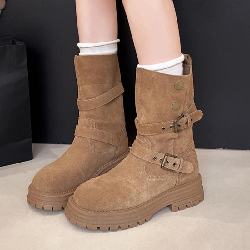 British Martin boots women's 2025 autumn and winter new thick-soled medium tube thin boots women's retro versatile locomotive boots children